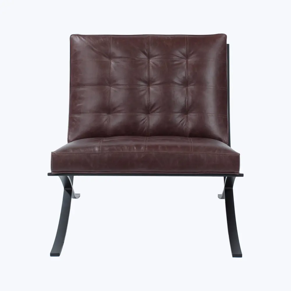 Solid Wood Leather Cross Frame Chair