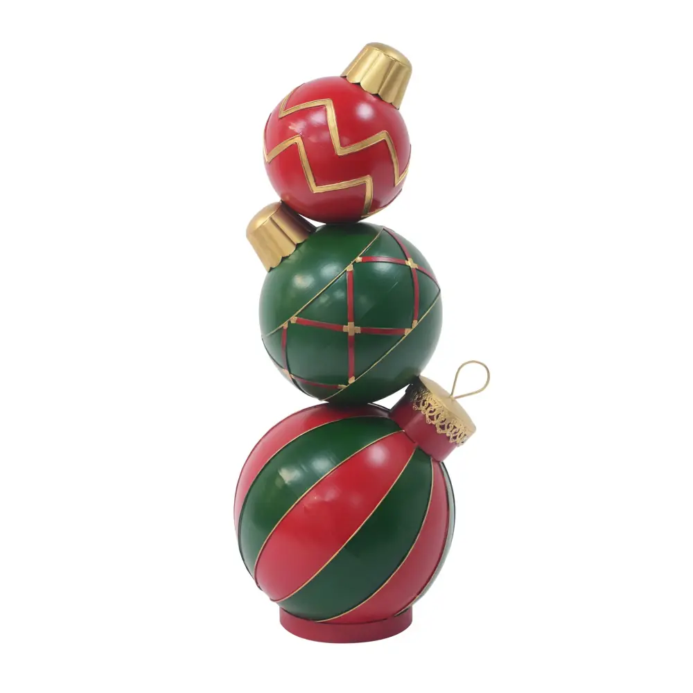 Classic Stacked Christmas Ball Decoration Durable Construction - Cherry