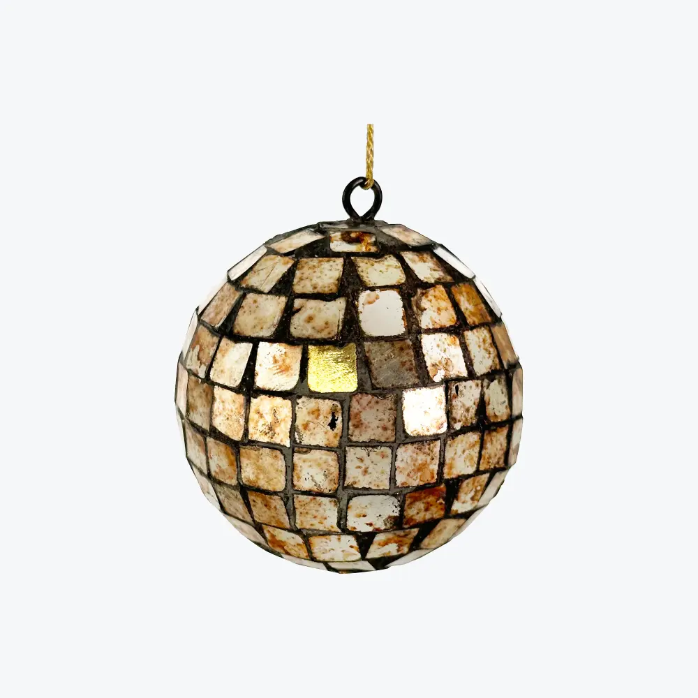 Shatterproof Aged Gilded Mirror Ball Ornament