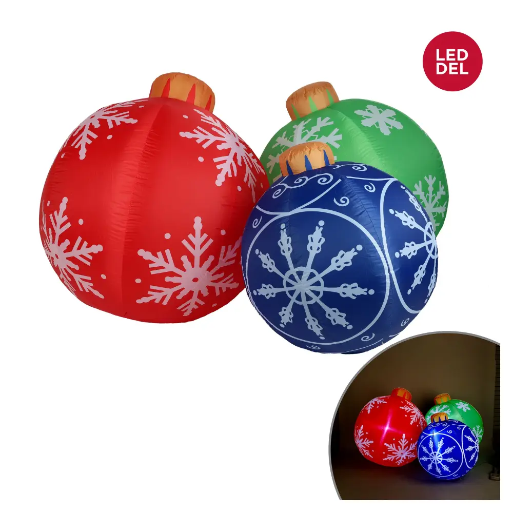 Shatterproof Shatterproof Trio inflatable and illuminated LED Christmas balls, 42''