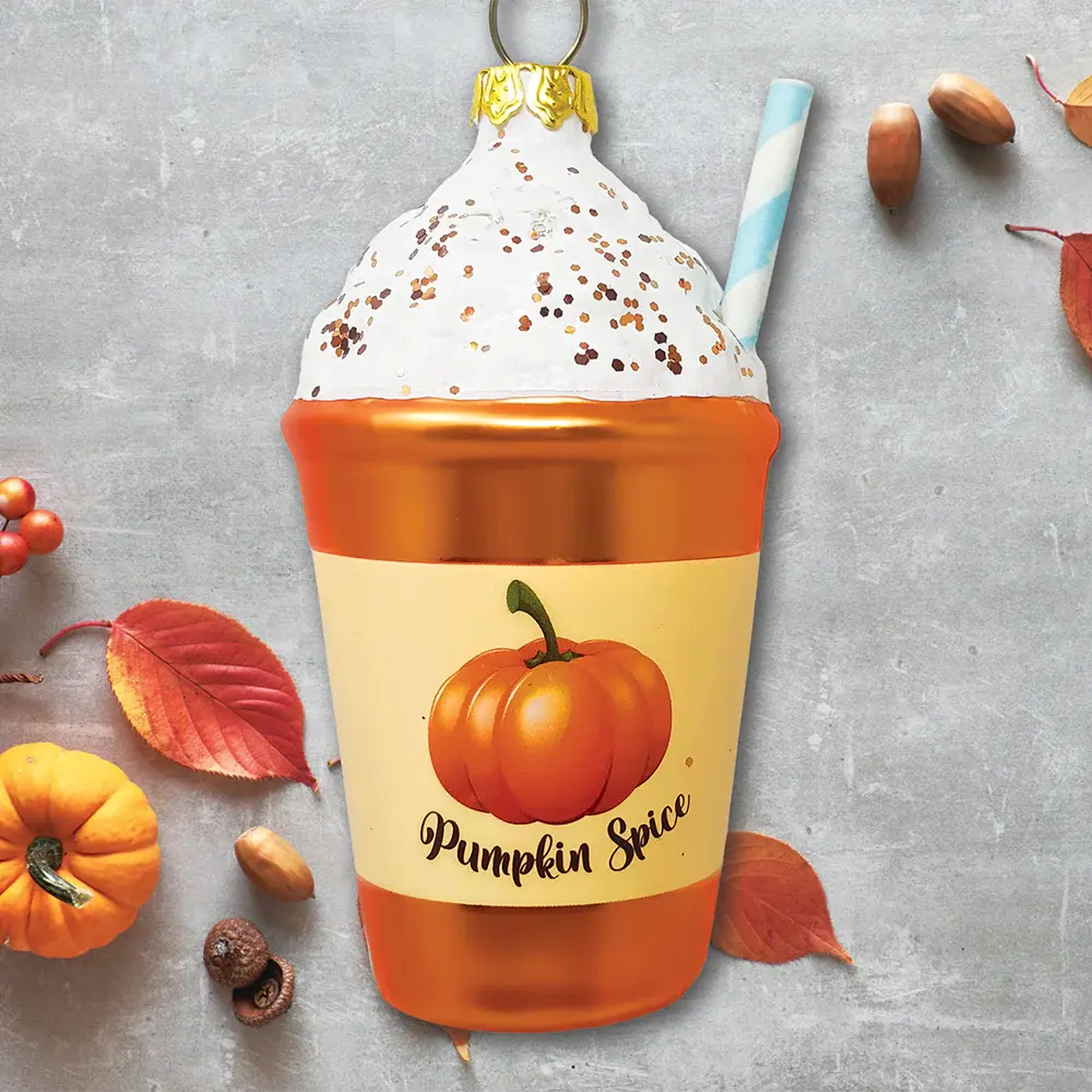 Pumpkin Spice Latte Glass Christmas Ornament