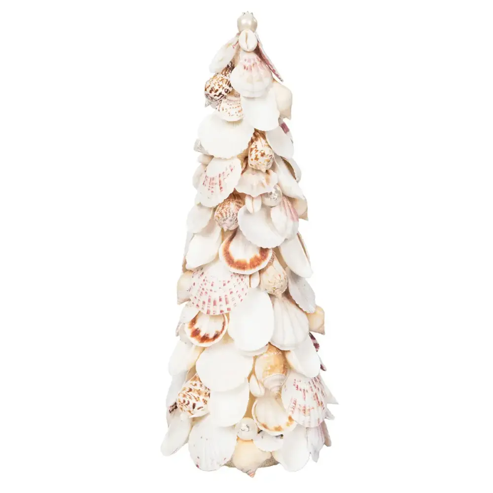 Christmas Tree Shell Coastal Decorative Figurine - Holiday Display Piece