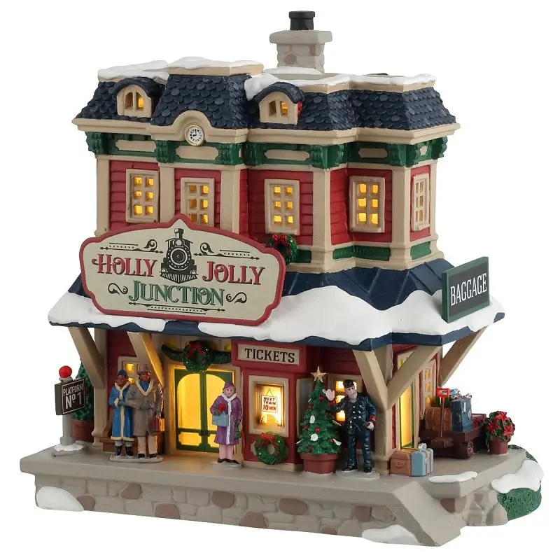 Lemax 45274 Christmas Decor, 8.07 H, Holly Jolly Junction, Porcelain, LED