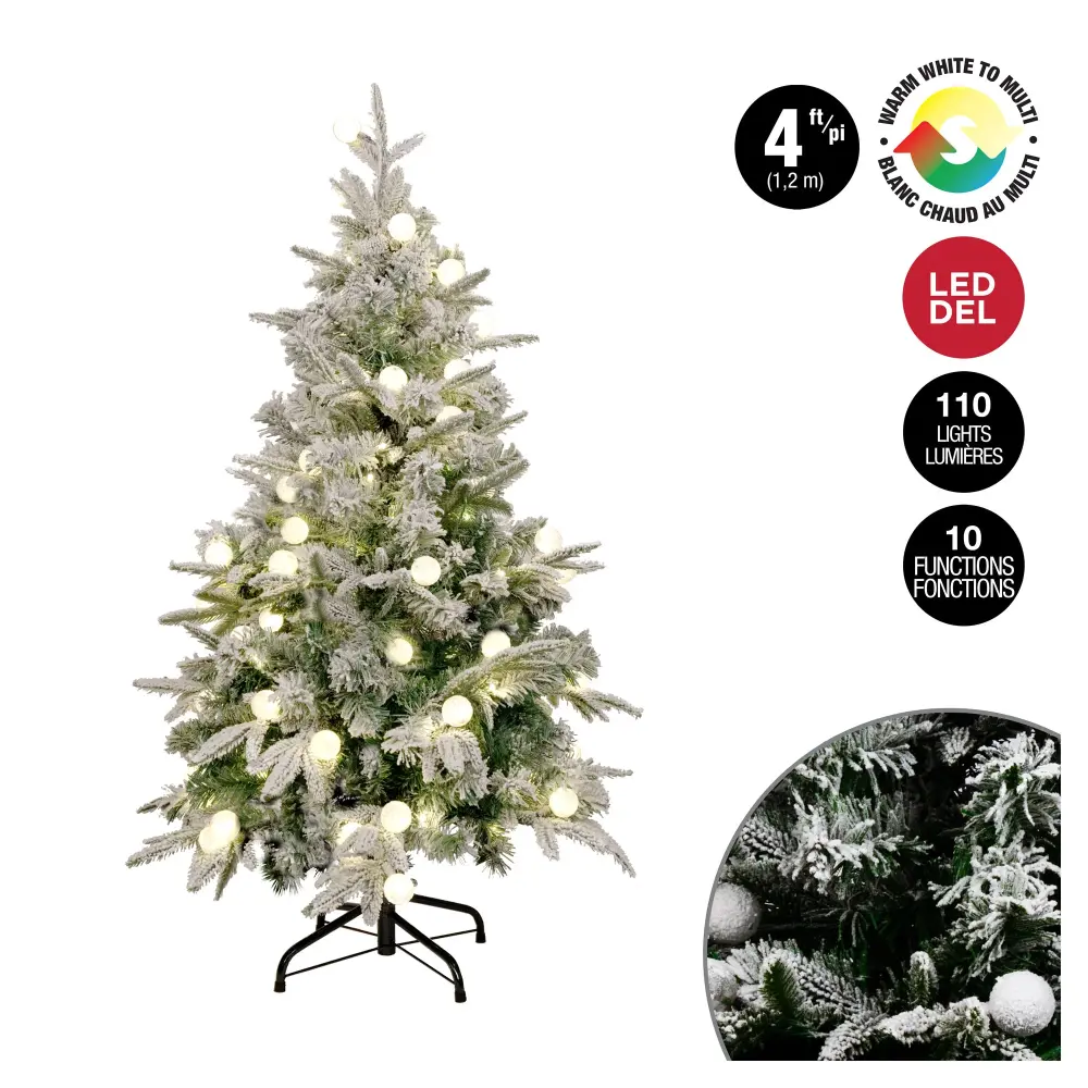 Flocked PE Christmas Tree 213 Tips 110 Dual-Color LED Portable Balls, 4' (1.2 m)