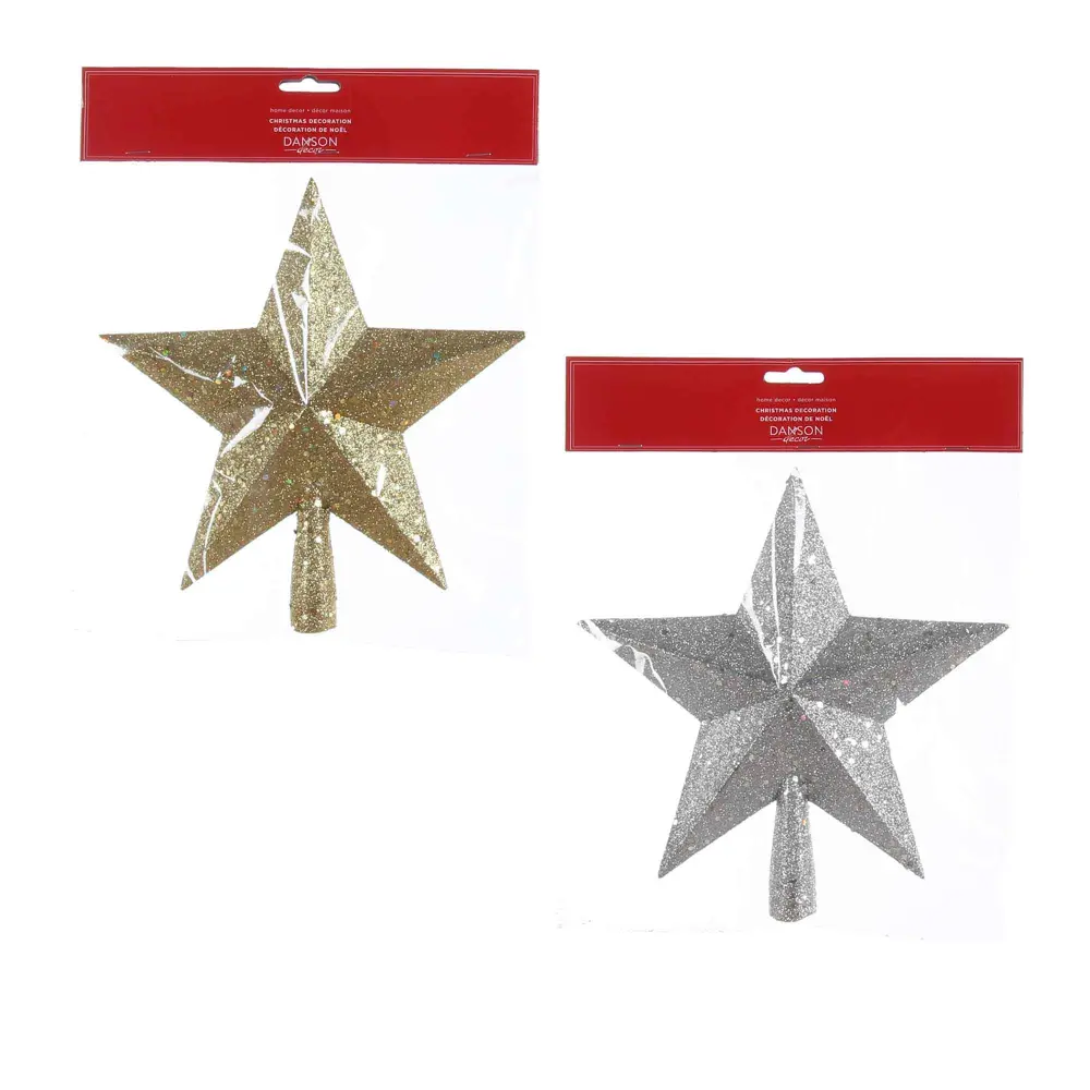 Glitter Star 23 cm Christmas Tree Top, Choice Between 2 Colors