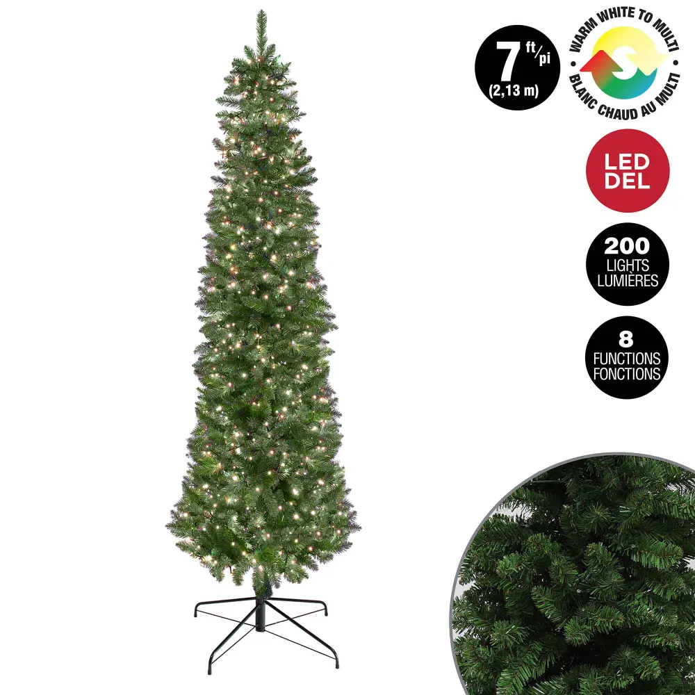 Narrow Christmas Tree 200 5 mm Dual-Color LED lights 8 Runs and 600 Tips, 7' (2.13 m)