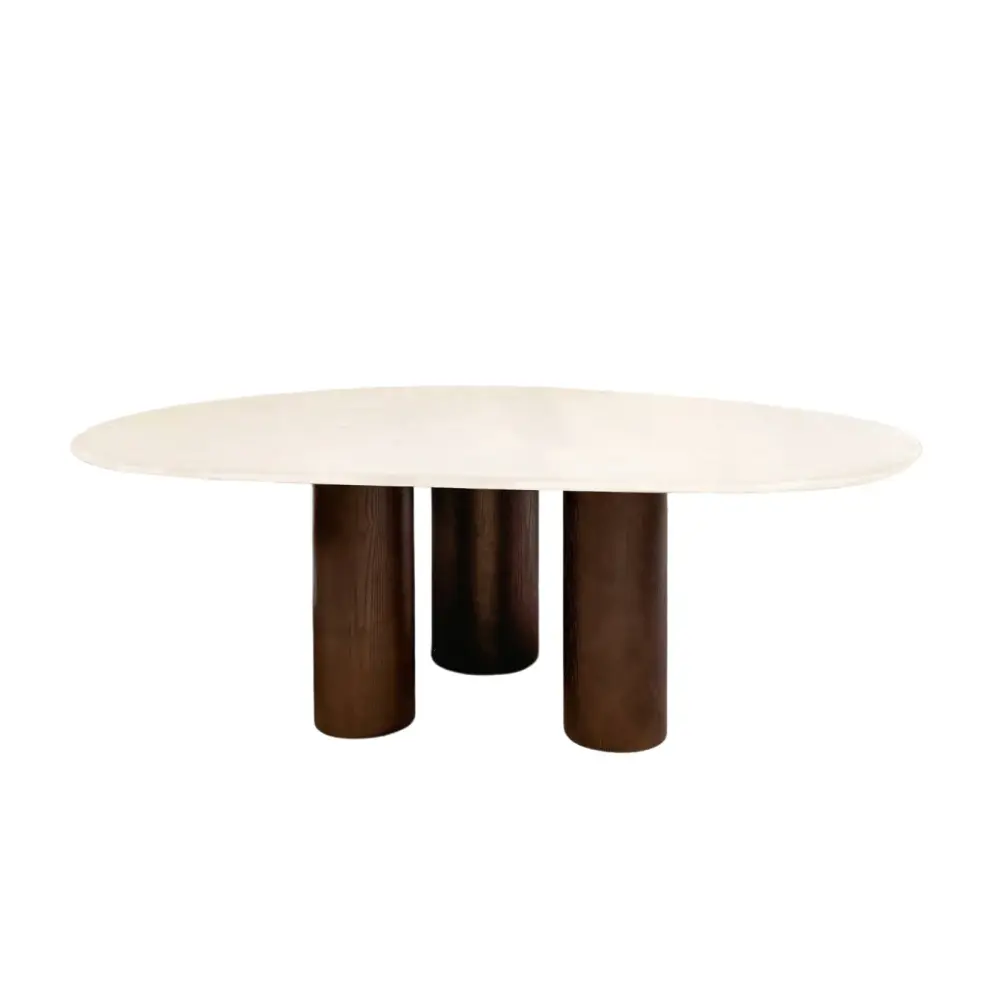 Lien dining table - MicroSkin Cloudy Latte top - Timber legs - 200 cm