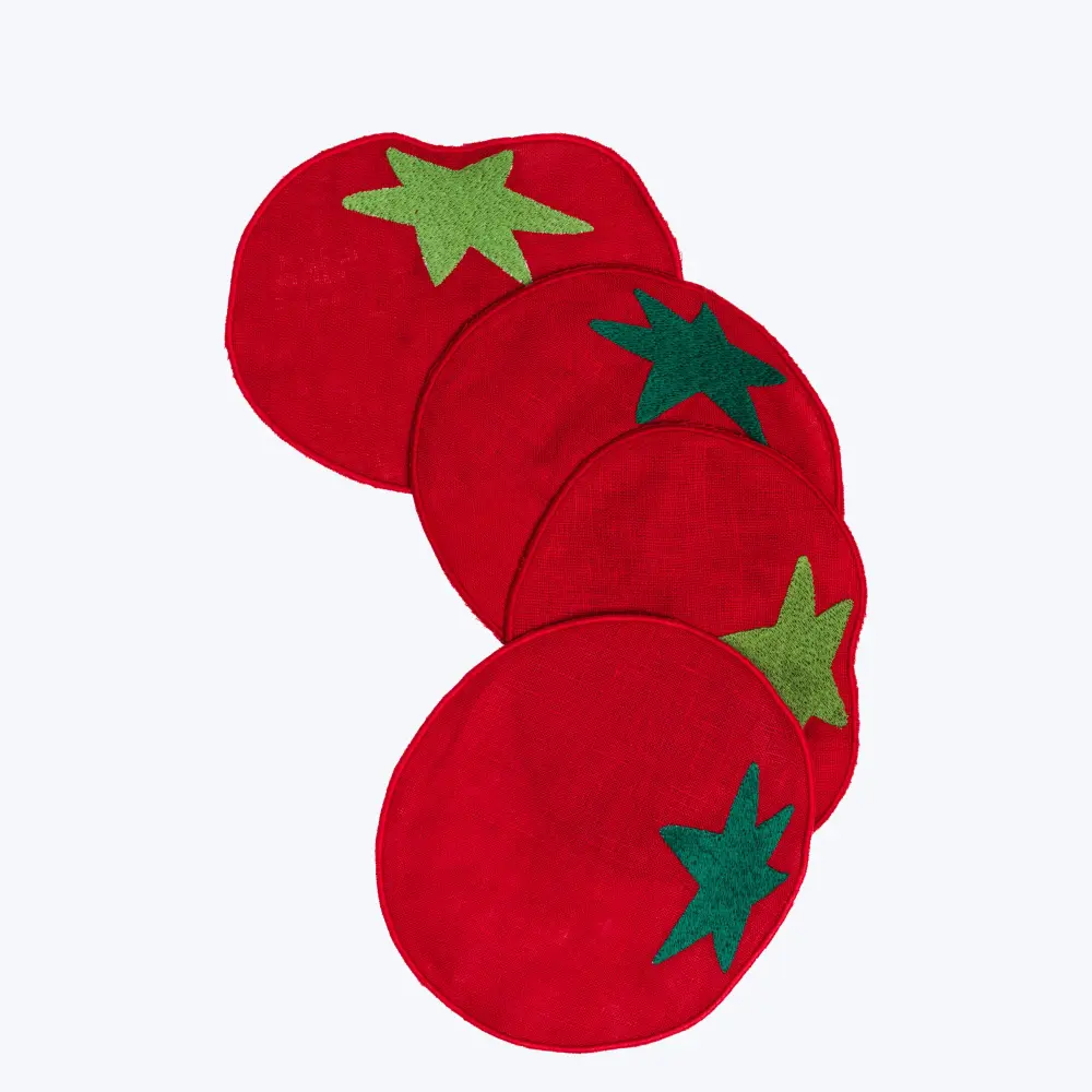 Tomato Cocktail Napkins Navy Stripe