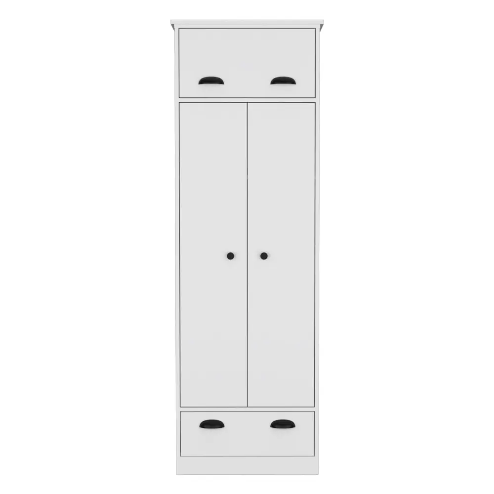 Dresser Closet Upper Storage Covered 1 Door, 2 Central Shelves, 1 Tube Hanging Clothes Covered 2 Doors, 1 Drawer At Bottom...