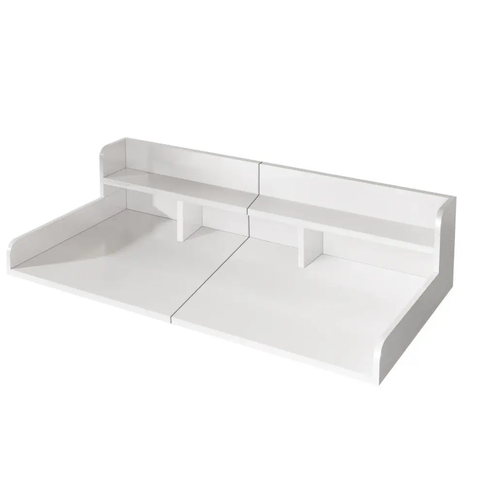 Washer Dryer Countertop Organizer, Double Layer Hardwood Laundry Shelf Topper Edge Storage - White