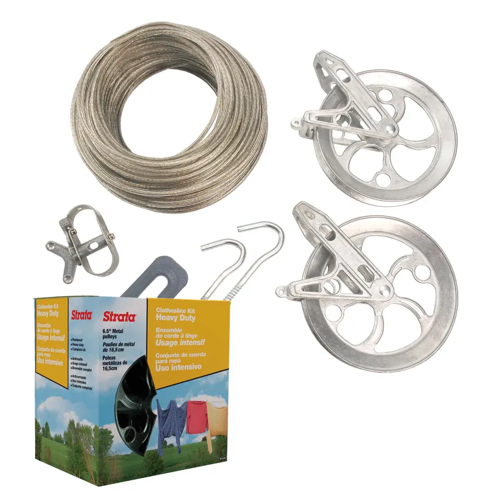 Gold & Galvanized Reinforced Super Heavy Duty Clothesline Kit - 150'