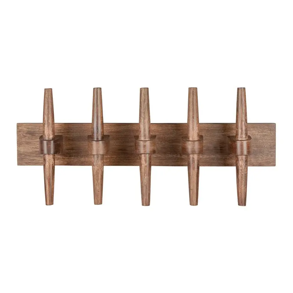 Jakub Wall Coat Rack Shelf - Walnut Industrial Style
