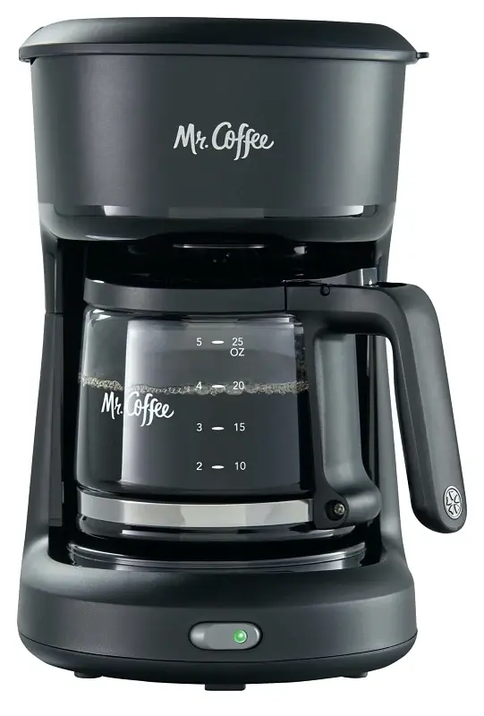 Mr. Coffee 2129512 Coffee Maker, 5 Cups, 25 oz Capacity, 650 W, Plastic, Onyx, Switch Control