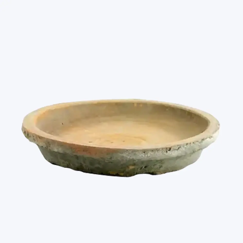 Abstract Sculpture Rustic Terra Cotta Saucer, Antique Ruby