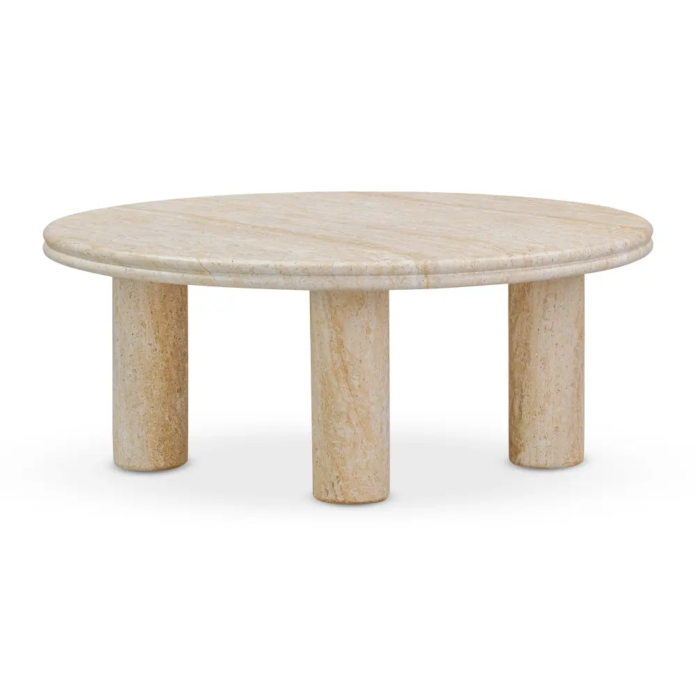 Amora Faux Travertine Indoor/Outdoor 32" Round Accent Table
