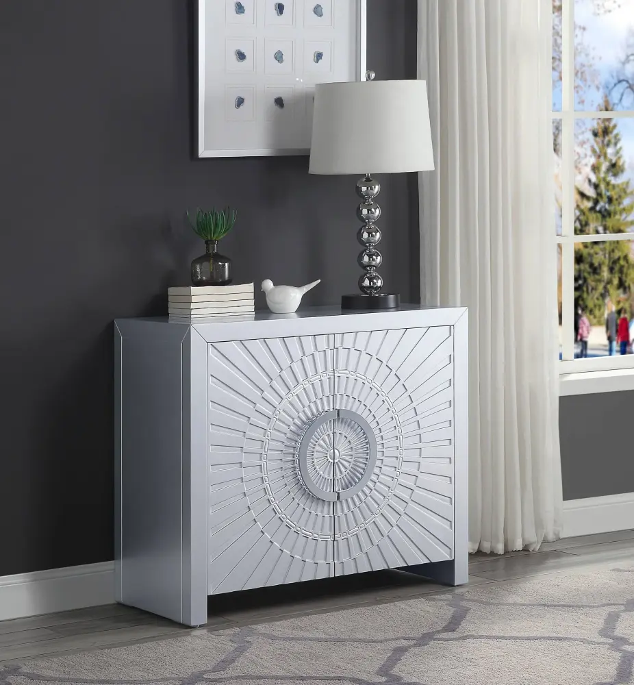 Cicero - Console Cabinet - Platinum Non-Slip Bottom