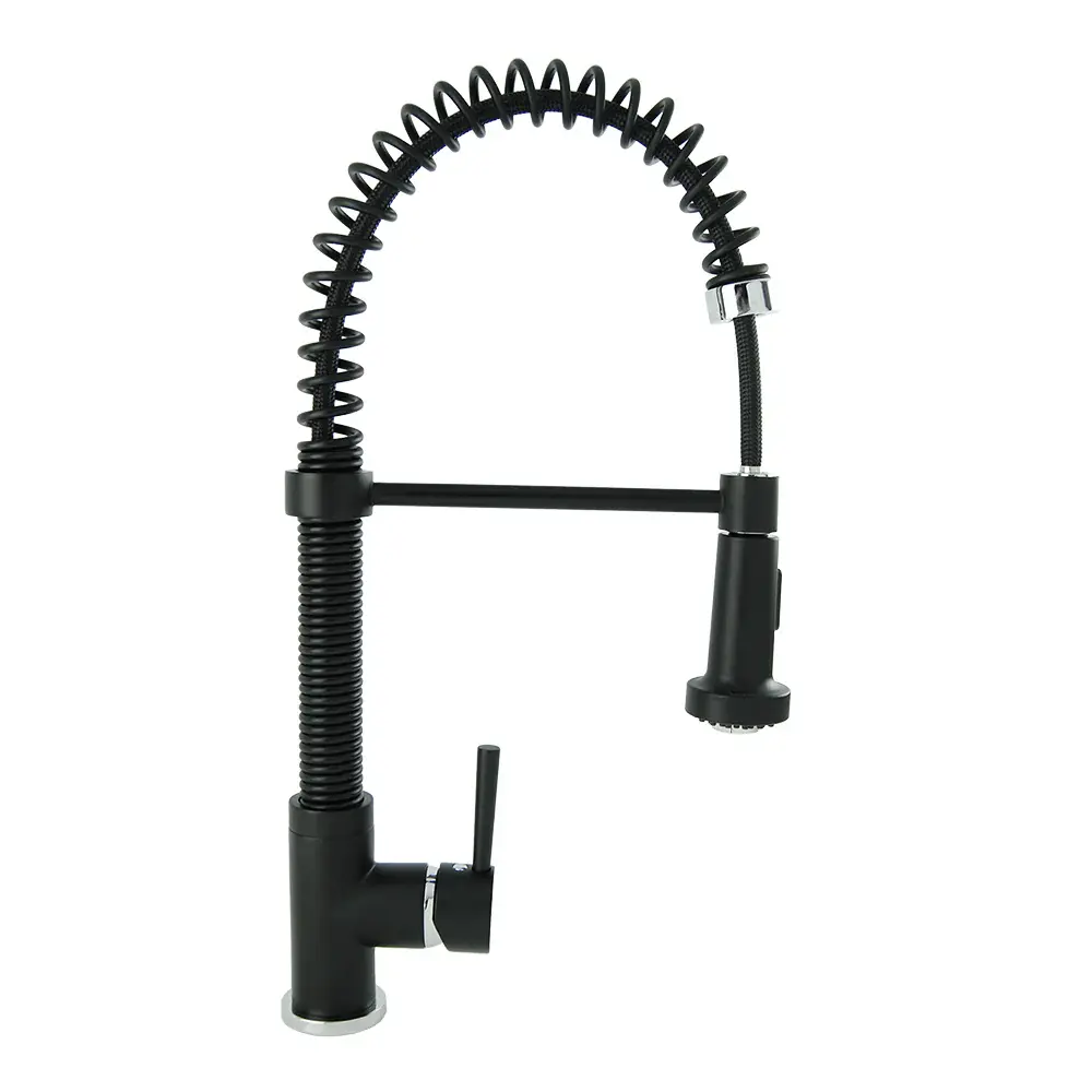 S-Series Residential Spring Coil Pull Down Kitchen Faucet Onyx Chrome Accents
