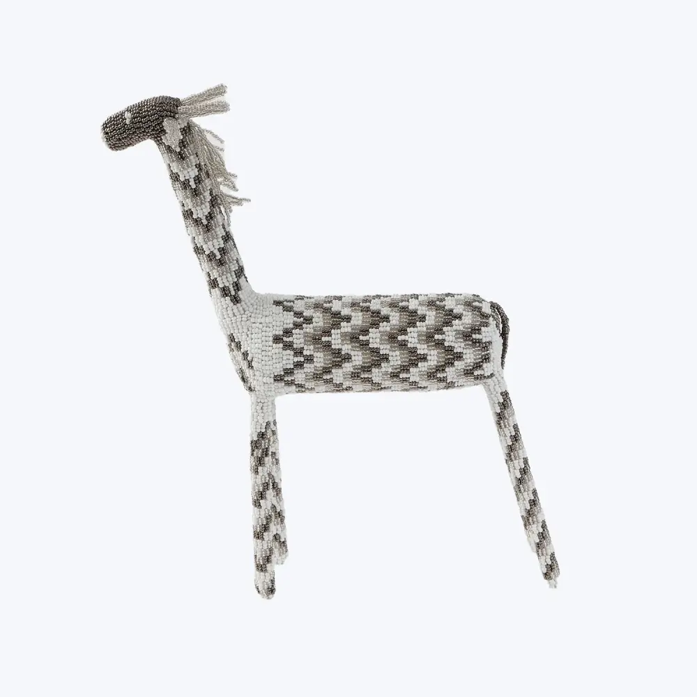 White & Chrome Beaded Zebra
