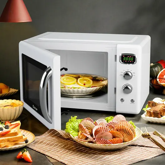 Costway 0.9 ft³ Retro Countertop Space-saving Microwave Oven, Pure White, ES10051WH