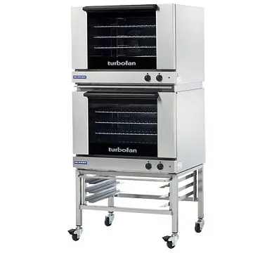Moffat Reliable Turbofan E28M4/2C - Full Size Tray Manual Electric Convection Ovens Double Stacked Caster Base Stand, WxDx...