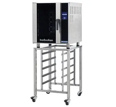 Moffat Tough Turbofan E33T5 and SK33 Stand - Half Size Sheet Pan Touch Screen Electric Convection Oven on Stainless High-C...