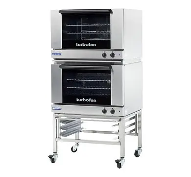 Moffat Water-Resistant Turbofan E27M3/2C - Full Size Sheet Pan Manual Electric Convection Ovens Double Stacked Caster Base...