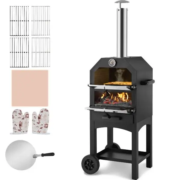 VEVOR 12" Outdoor Pizza Oven Travel-friendly Wood Pellet Pizza Oven Baked Paint Camping, LSPSLHS458X4NXE5GV0