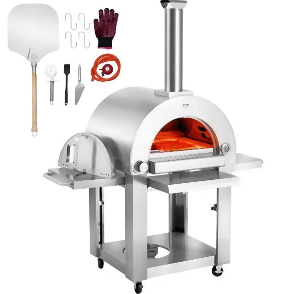 VEVOR 22" Outdoor Pizza Oven Travel-friendly Pellet/Gas Oven Casters Camping, YSPSLYS2226YYLHL2V0