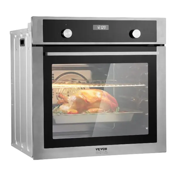 VEVOR Chemical-Resistant Single Wall Oven 24" Electric Constructed- Wall Oven 9 Functions 2.68 Cu. Ft, QRSDKXJXSXK2PW...
