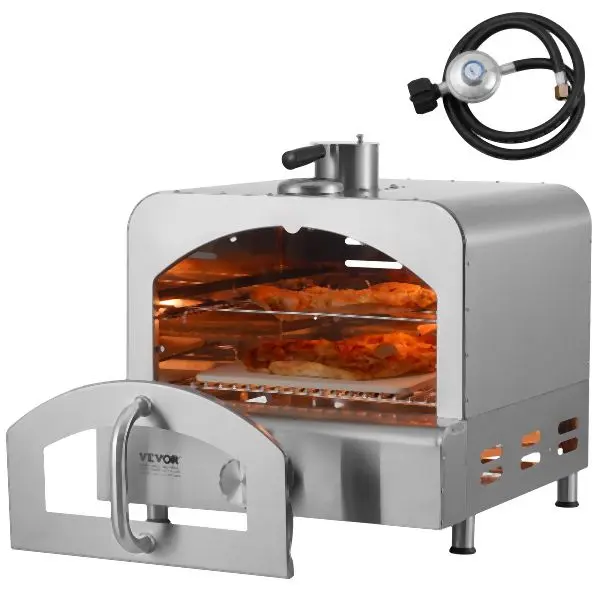 VEVOR Hi-Vis 11" Outdoor Pizza Oven Travel-friendly Gas Oven 430 Stainless Steel Camping, TMSPSL13YCMB1PULCV0