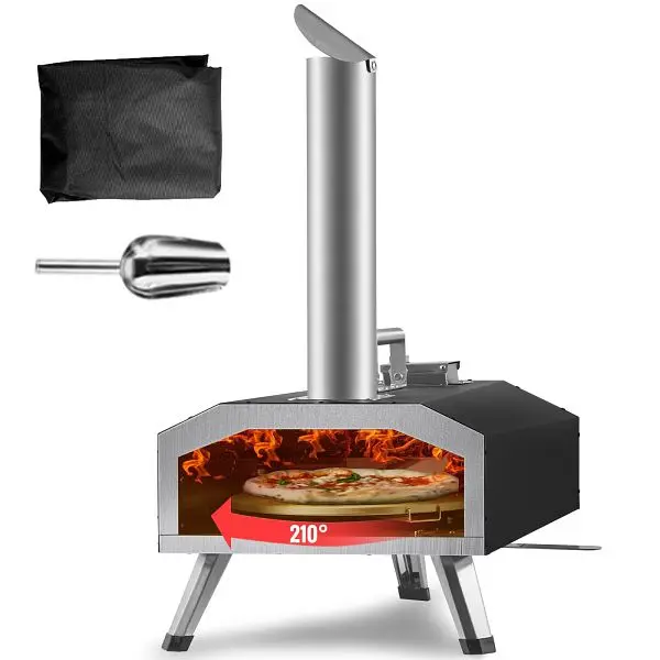 VEVOR OSHA-Compliant Multi-fuel Outdoor Pizza Oven, 12 inch Wood Fired & Gas Pizza Maker Rotating Pizza Stone, BXSPSLY...