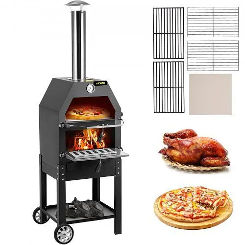 VEVOR Outdoor Pizza Oven, 12" Wood Fire DIY Travel-friendly Pizza Maker, 2-Layer Pizza Oven and Pizza Stone, Tool Ste...