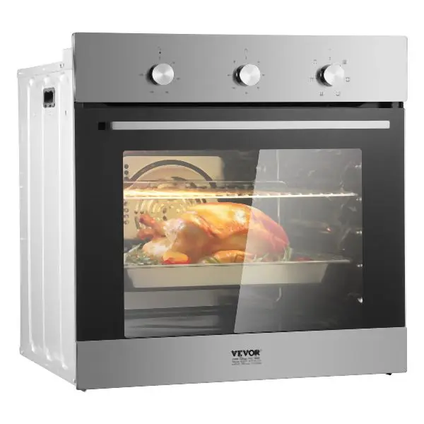 VEVOR Single Wall Oven 24" Electric Constructed- Wall Oven 6 Functions 2.68 Cu. Ft, QRSDKXJXK200MJKZOV7