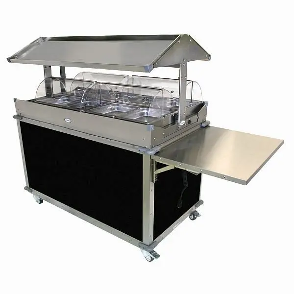Cadco Bright MobileServ 4 Bay Deluxe Grab & Go Cart, Stainless / Black Laminate Panels, CBC-GG-4-L6