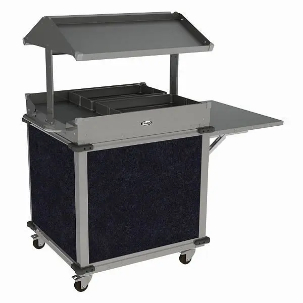 Cadco Deluxe MobileServ 2 Bay Quality Grab & Go Cart, Stainless / Navy Laminate Panels, CBC-GG-B2-L4