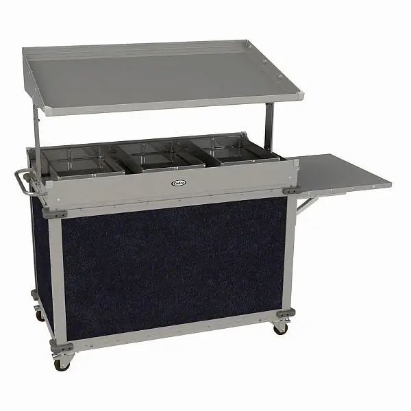 Cadco Ergonomic MobileServ 3 Bay Quality Grab & Go Cart, Water-Based Stainless / Navy Laminate Panels, CBC-GG-B3-L4