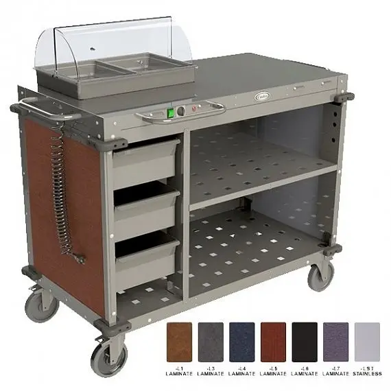 Cadco Fast Medium Demo / Sampling Cart, Water-Based Stainless / Cherry Laminate Panels, CBC-PHRX-L5