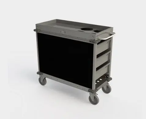 Cadco Fortified MobileServ Beverage Cart, 4 Air Pot Wells, Black Laminate Panels, BC-2-L6
