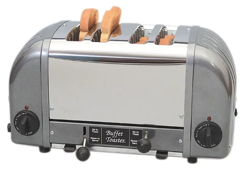 Cadco Grooved Buffet 4-Slot Toaster, Metallic grey, CBF-4M