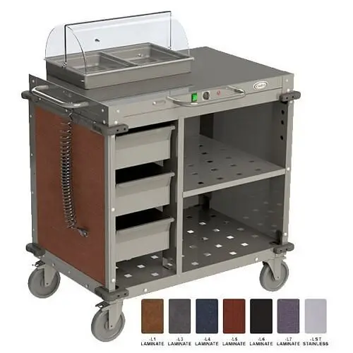 Cadco Grooved Small Demo / Sampling Cart, Stainless Laminate Panels, CBC-SDCX-LST