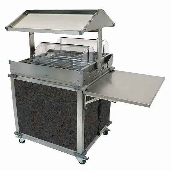 Cadco Improved MobileServ 2 Bay Deluxe Grab & Go Cart, Oil Stainless / Grey Laminate Panels, CBC-GG-2-L3