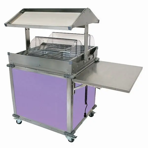 Cadco Jumbo MobileServ 2 Bay Deluxe Grab & Go Cart, Stainless / Purple Laminate Panels, CBC-GG-2-L7
