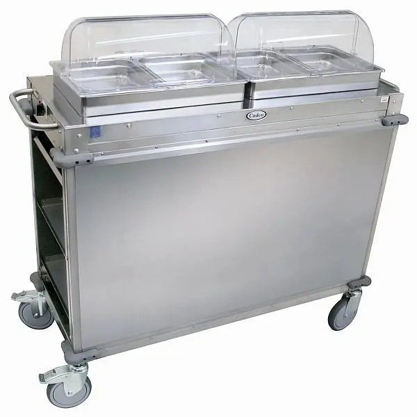 Cadco MobileServ 2 Bay Cart, 49.5" Height, Stainless Laminate Panels, CBC-HH-LST