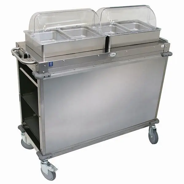 Cadco MobileServ 2 Bay Cart, 51" Height, Stainless Laminate Panels, CBC-HH-LST-4