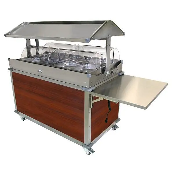 Cadco MobileServ 4 Bay Deluxe Grab & Go Cart, Wood Stainless / Cherry Laminate Panels, CBC-GG-4-L5