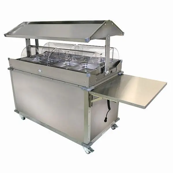 Cadco MobileServ 4 Bay Deluxe Grab & Go Cart, Oil Stainless Laminate Panels, CBC-GG-4-LST
