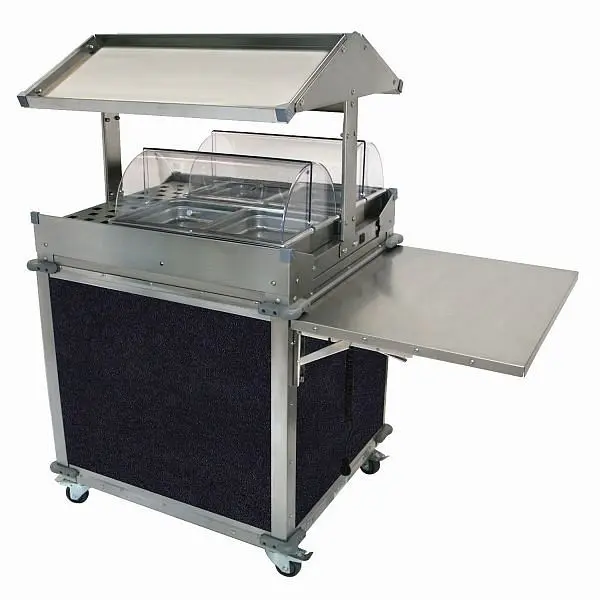 Cadco MobileServ 2 Bay Deluxe Grab & Go Cart, Wood Stainless / Navy Laminate Panels, CBC-GG-2-L4