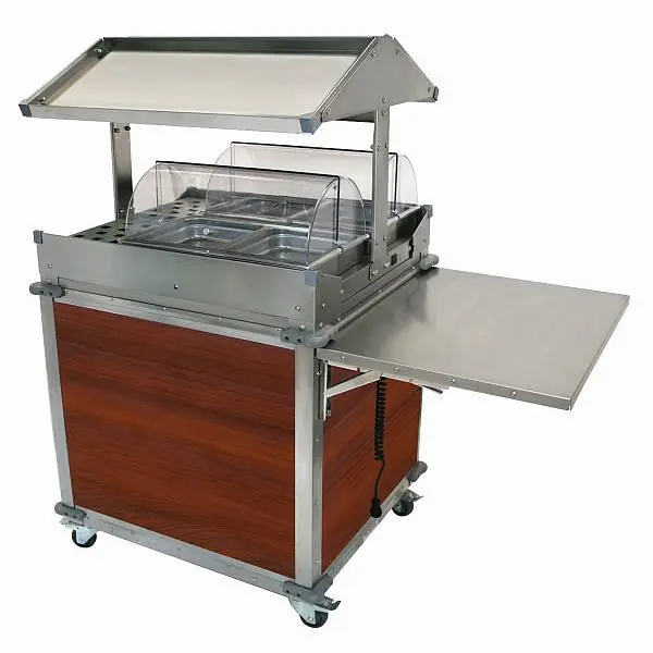Cadco MobileServ 2 Bay Deluxe Grab & Go Cart, Stainless / Cherry Laminate Panels, CBC-GG-2-L5
