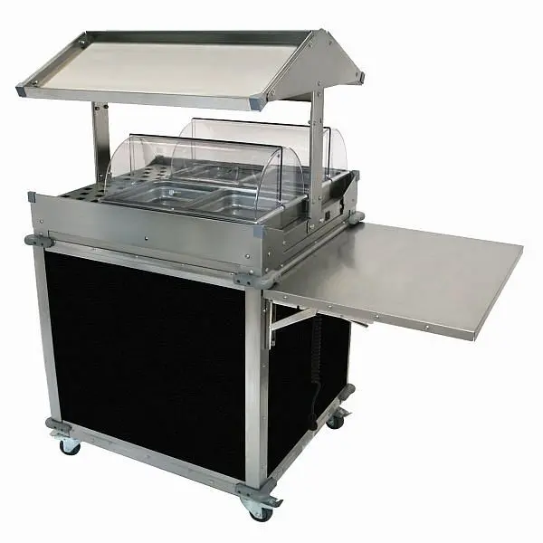 Cadco MobileServ 2 Bay Deluxe Grab & Go Cart, Stainless / Jet Black Laminate Panels, CBC-GG-2-L6