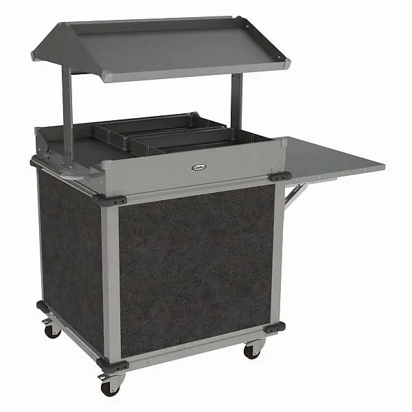 Cadco MobileServ 2 Bay Quality Grab & Go Cart, Wood Stainless / Grey Laminate Panels, CBC-GG-B2-L3